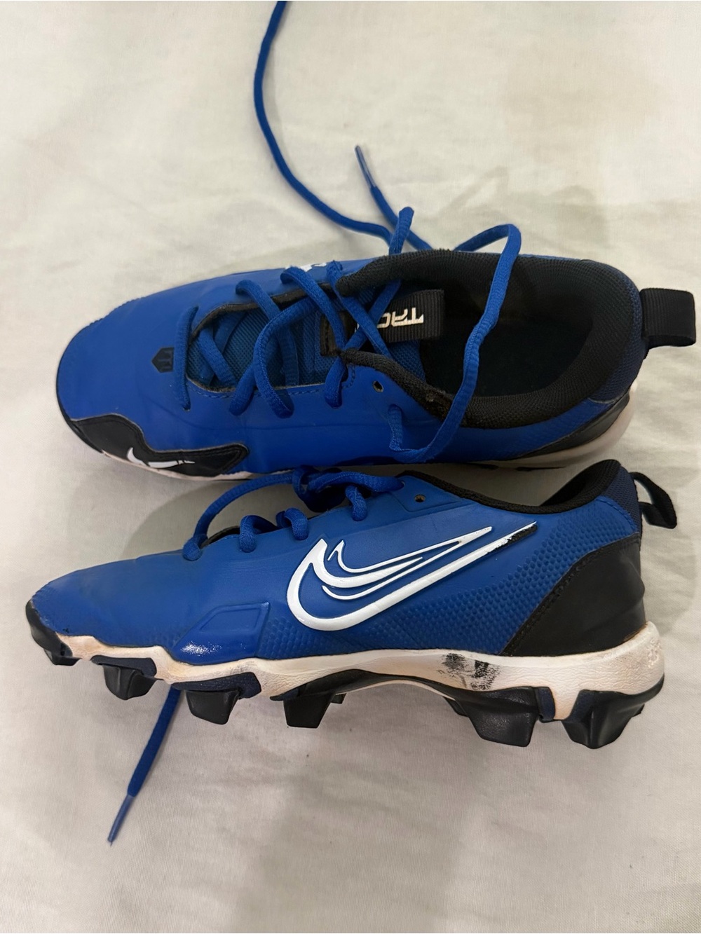 Nike Kids Blue and Black Soccer Cleats with White Swoosh